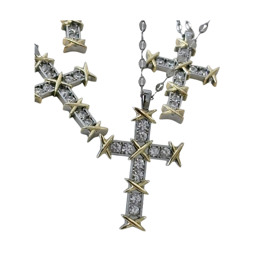 Cruz de Circonia concadena plateada