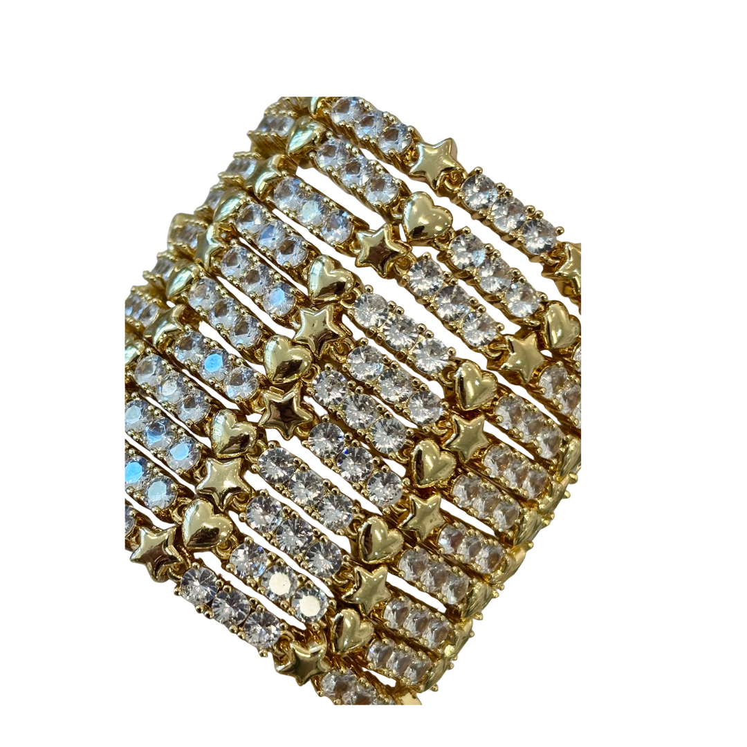 PULSERA TENIS CORAZON O ESTRELLA
